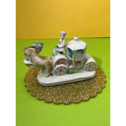 Miniature Horse Drawn Carriage Victorian Porcelain Vintage Occupied Japan