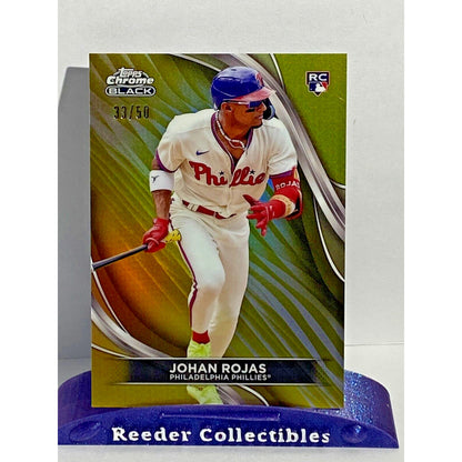 2024 Topps Chrome Black #90 Johan Rojas Gold Refractors #/50 Phillies
