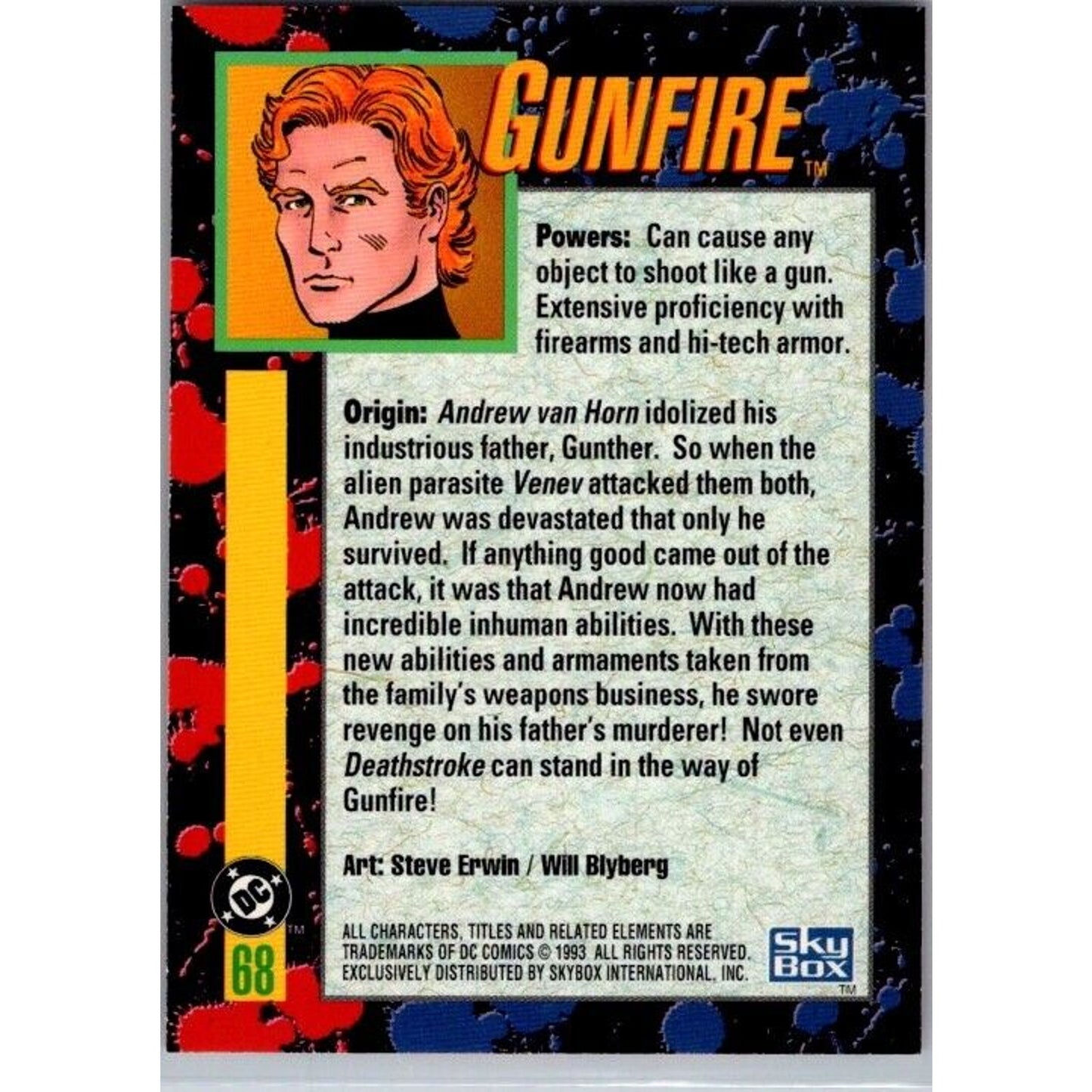 1993 Skybox DC Bloodlines #68 Gunfire