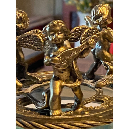 Angelic Metal Three Cherub Candle Topper (Candle not included)