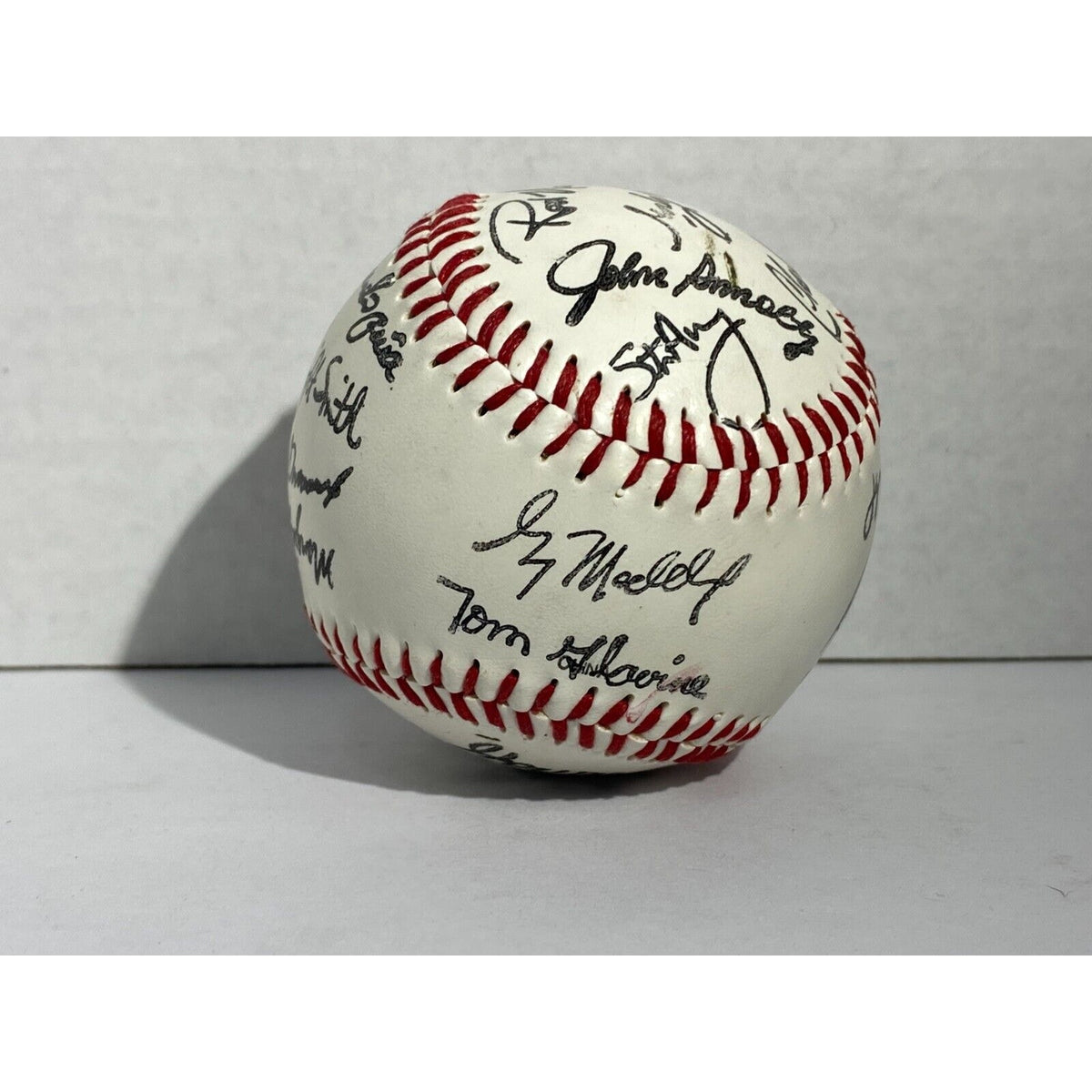 1990s - 2000s Atlanta Braves Team Facsimile Autograph Stamp Baseball Ball