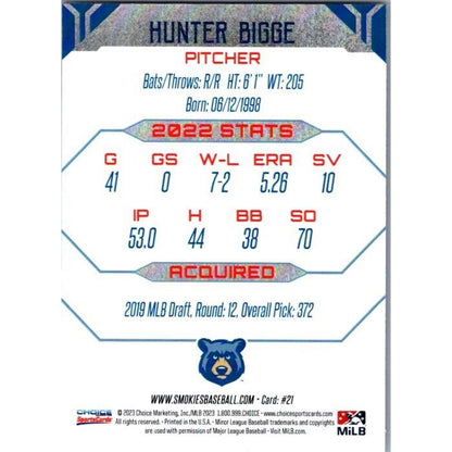 2023 Choice #21 Hunter Bigge Tennessee Smokies