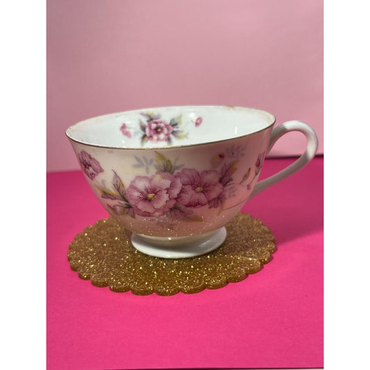 Pink Floral China Made in Occupied Japan 3.75" Tea / Coffee Cup Vintage