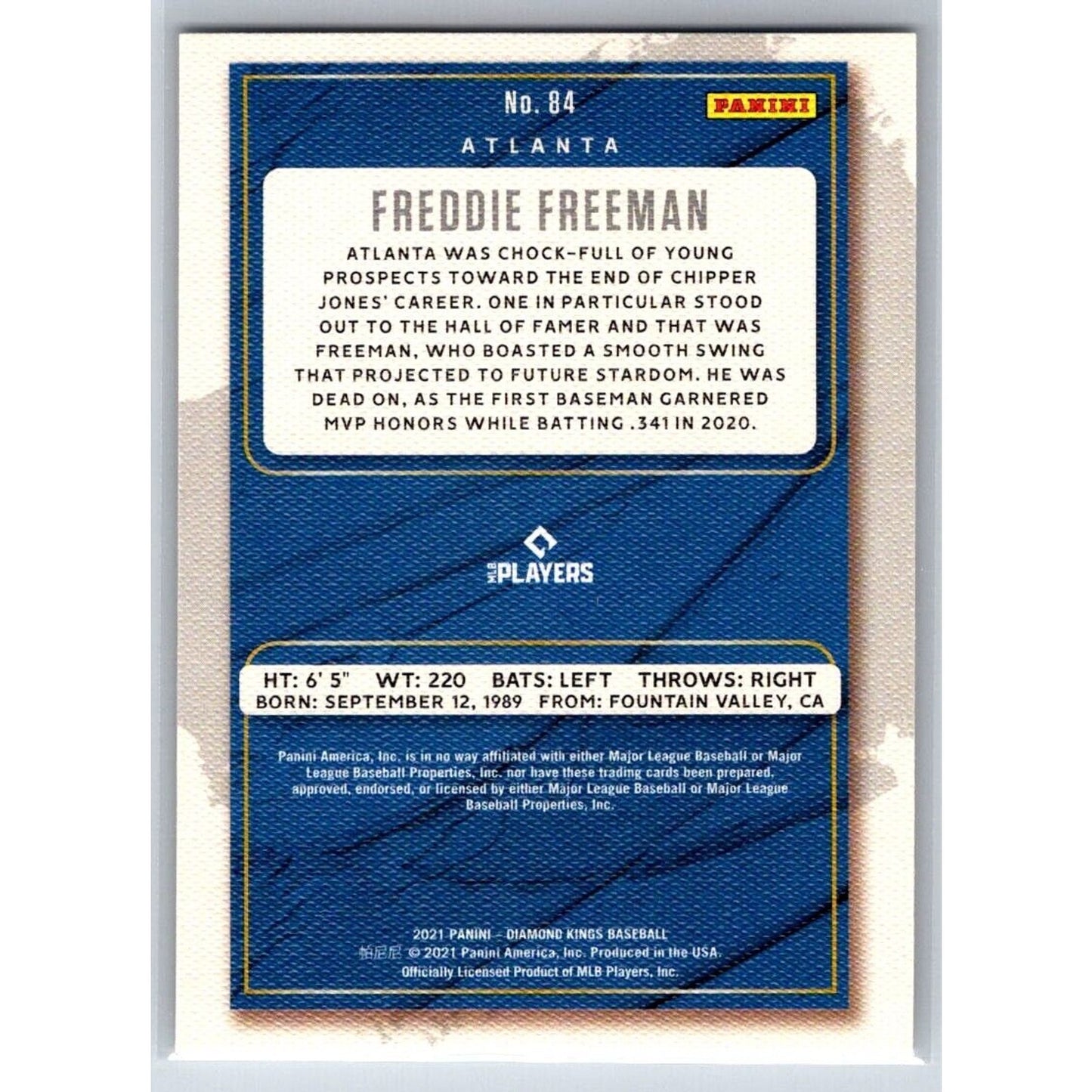 2021 Panini Diamond Kings #84 Freddie Freeman