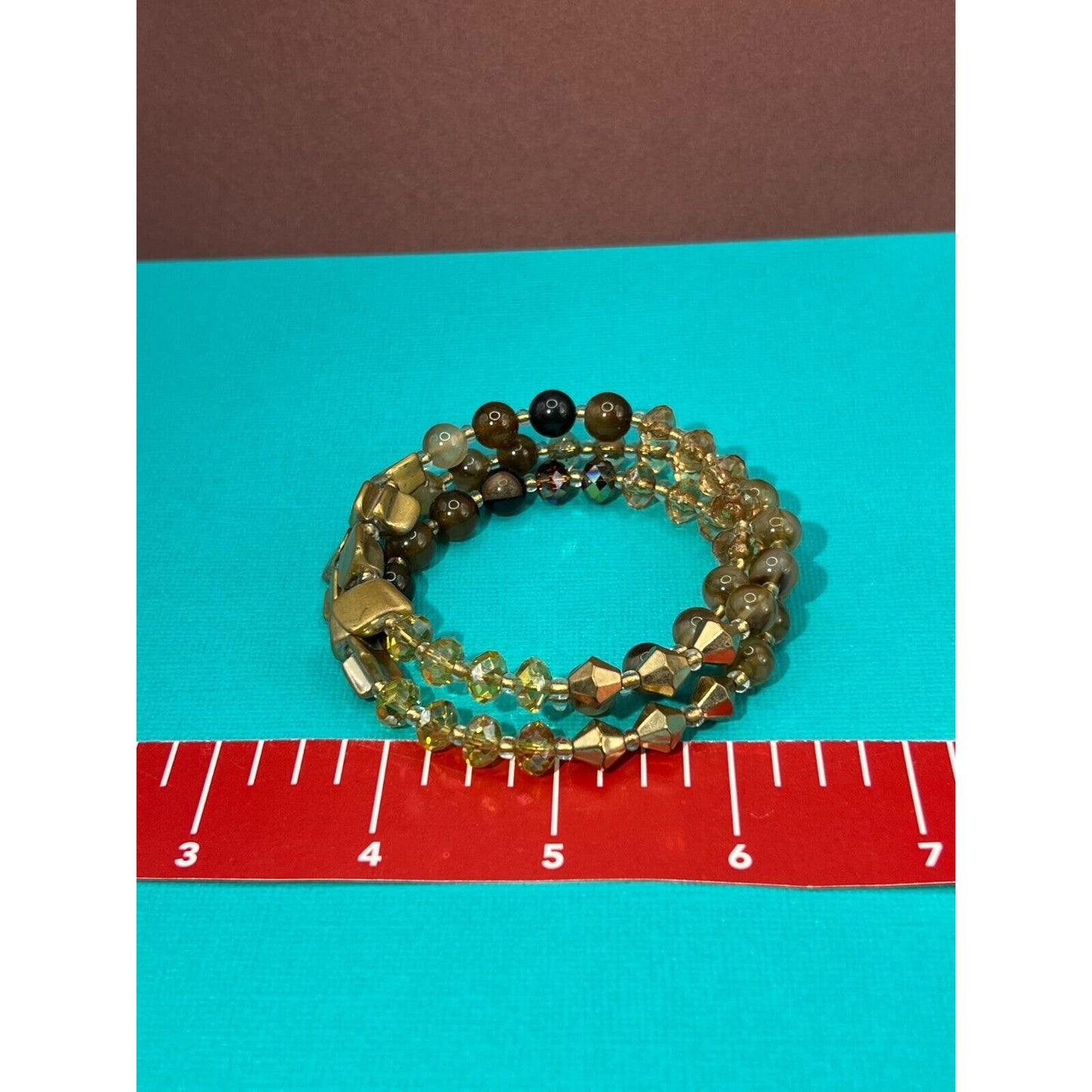 Wrap Around Bronze & Gold Beaded Bracelet