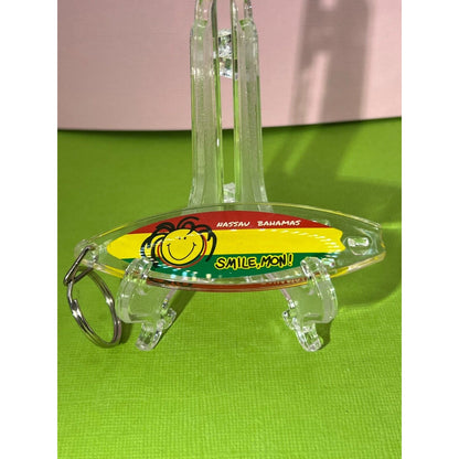 Nassau Bahamas Smile, Mon! Keychain Rasta 3.5" long Souvenir