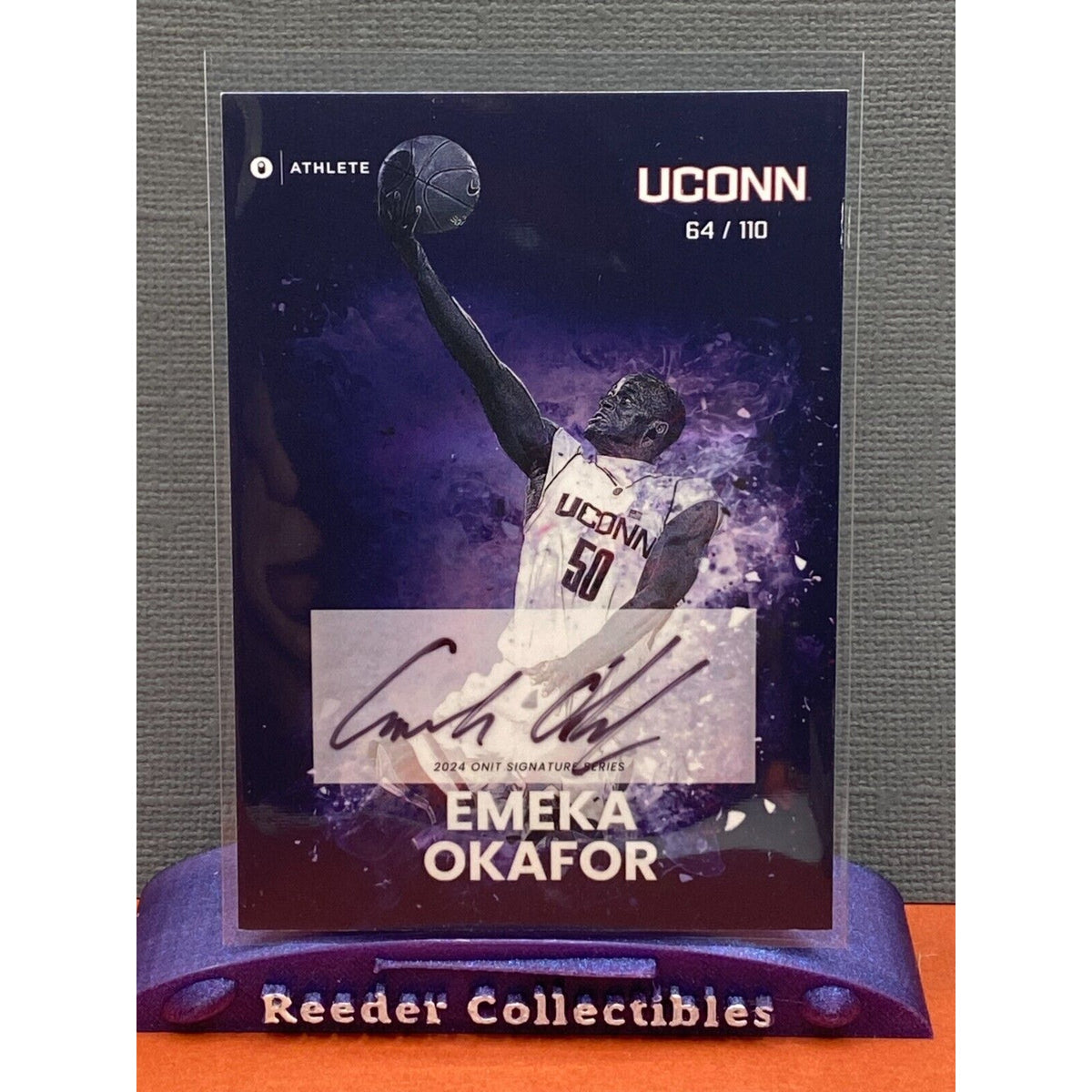 Emeka Okafor 2023-2024 Onit Athlete #75 Blue 64/110 Autograph UConn Huskies Auto