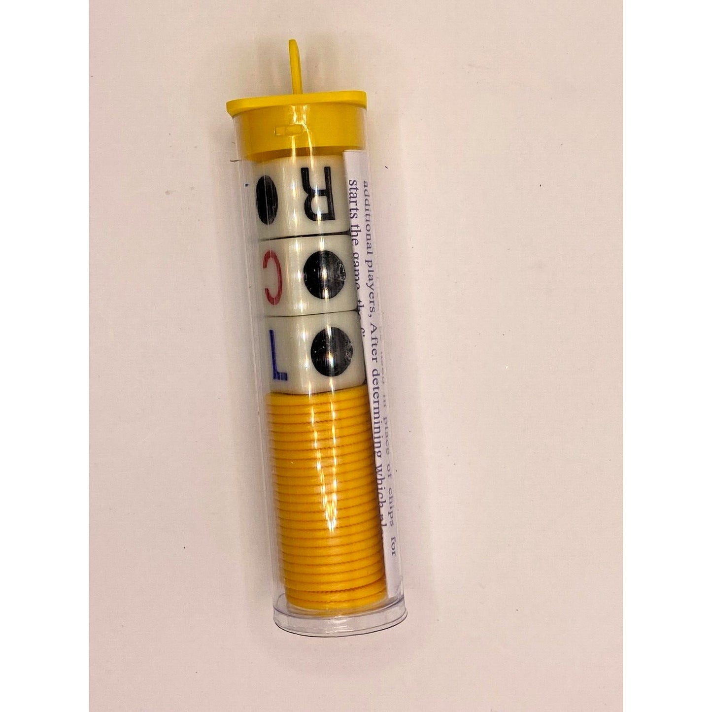 The Original LCR Left Center Right Dice Game In a Tube Yellow