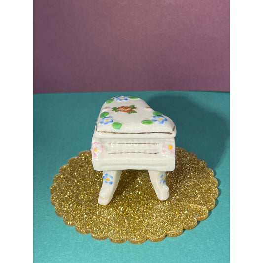 Miniature Piano Occupied Japan Vintage Porcelain Trinket Box