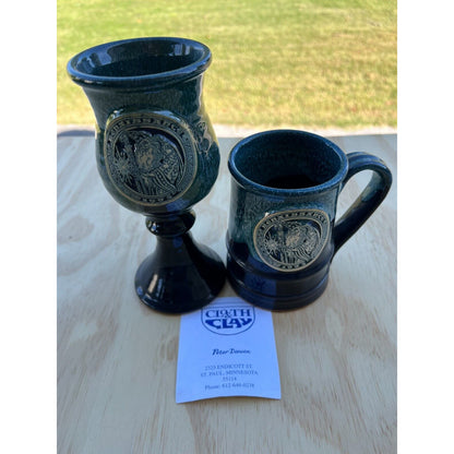 Cloth & Clay 1994 Renaissance Festival Pottery Mug & Chalice Goblet Set