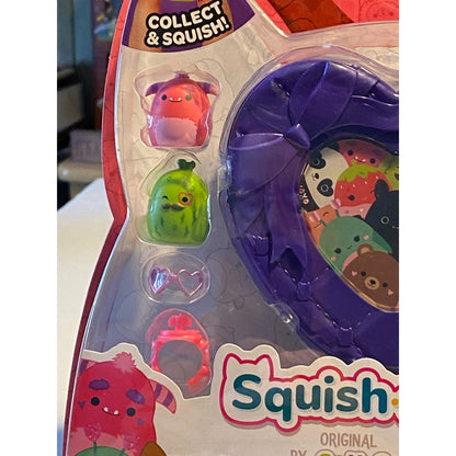 Original Squishmallows 4 Squish-a-longs + 3 Accessories + Purple Case