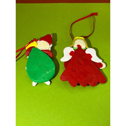 Polymer Clay Santa, Angel Christmas Ornaments (2)