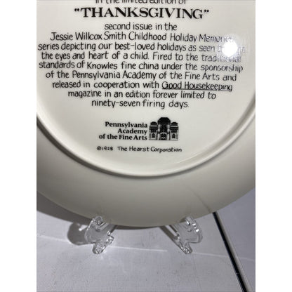 Jesse Wilcox Smith - "Thanksgiving" Collector Plate Numbered w Box & COA 1986