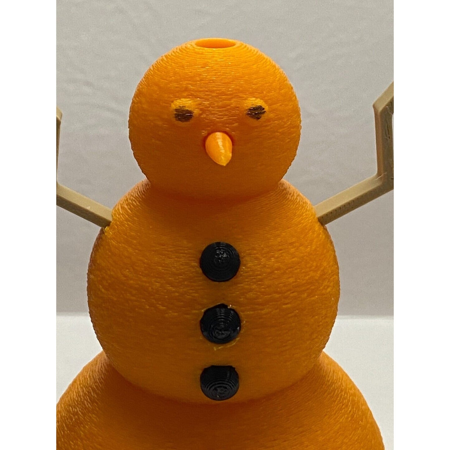 Snowman 3d Printed Orange with black hat and buttons