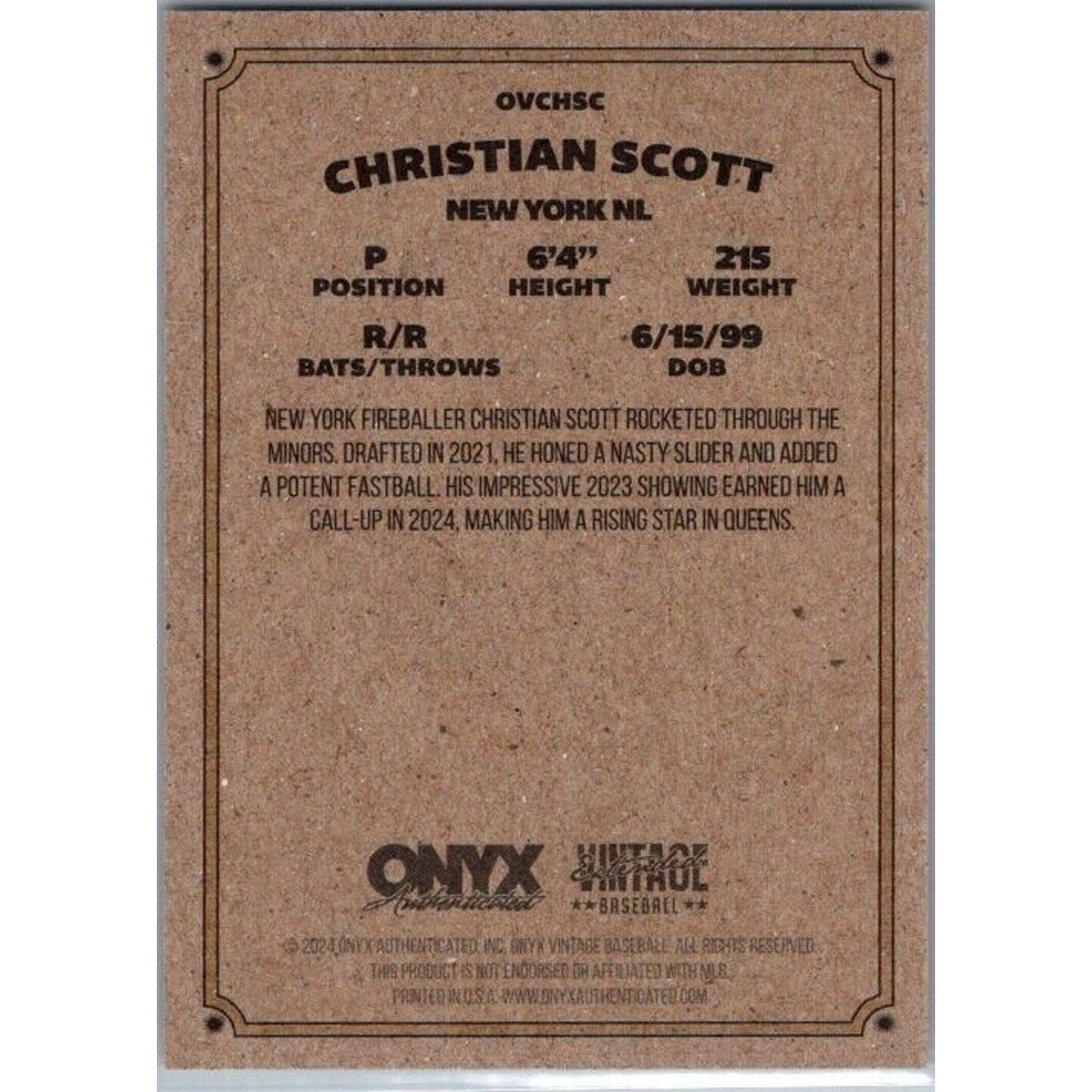 2024 Onyx Vintage Extended #OVCHSC Christian Scott New York Mets