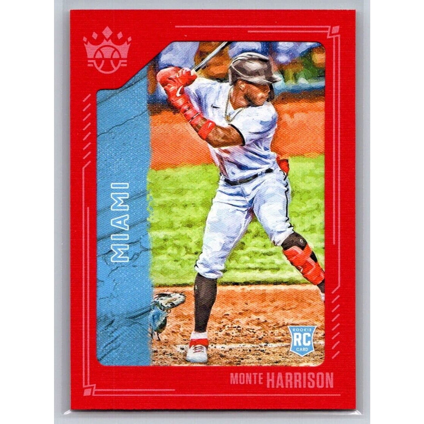 2021 Panini Diamond Kings #50 Monte Harrison Miami Marlins Framed Red