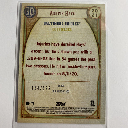 Austin Hays Turquoise Parallel SER #D 134/199 Baltimore Orioles 2021 Topps GQ