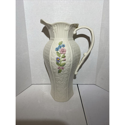 Vintage Belleek Millennium Collection 1999 Pitcher Floral and Bird