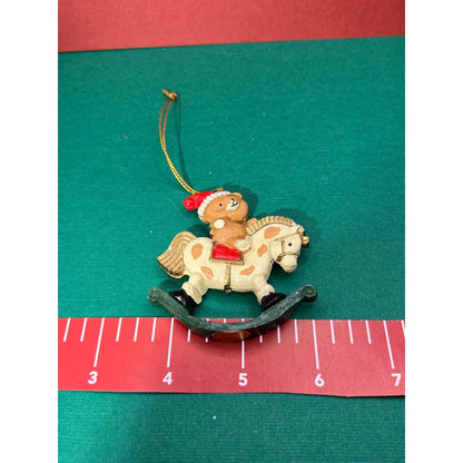 Teddy Bear Riding a Rocking Horse Christmas Ornament