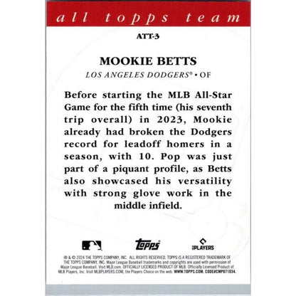 2024 Topps #ATT-3 Mookie Betts Los Angeles Dodgers