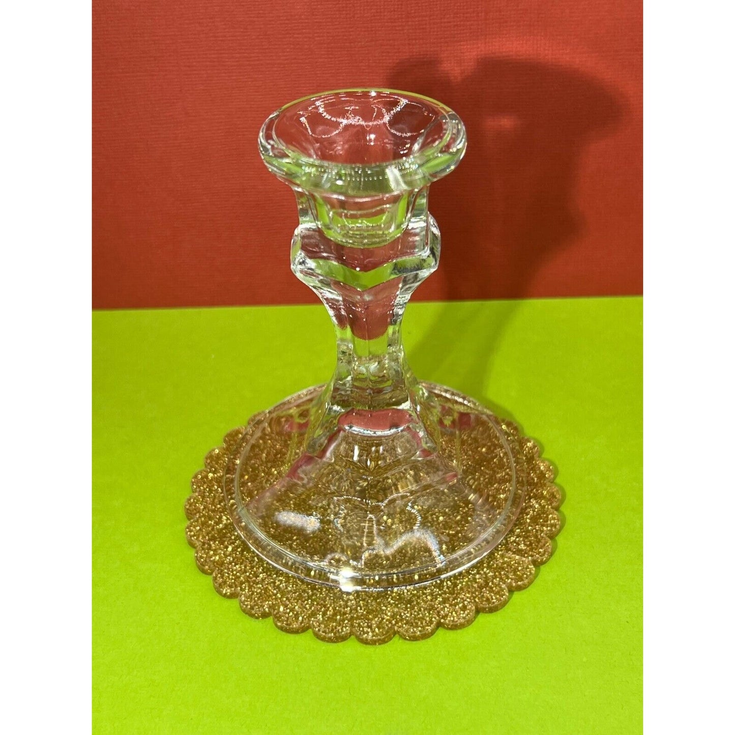 Vintage Clear Crystal Candle Stick Holder Glass 4"