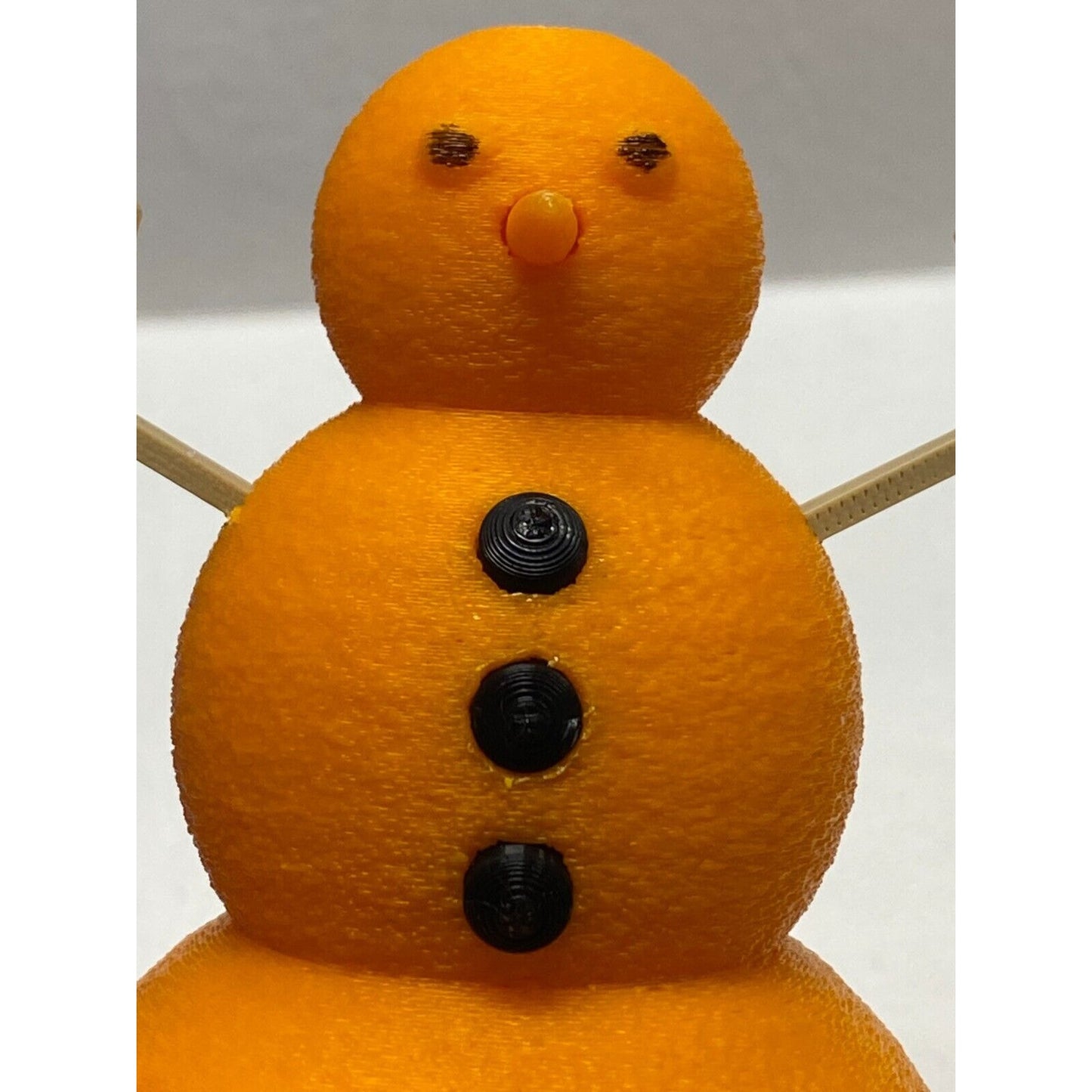 Snowman 3d Printed Orange with black hat and buttons