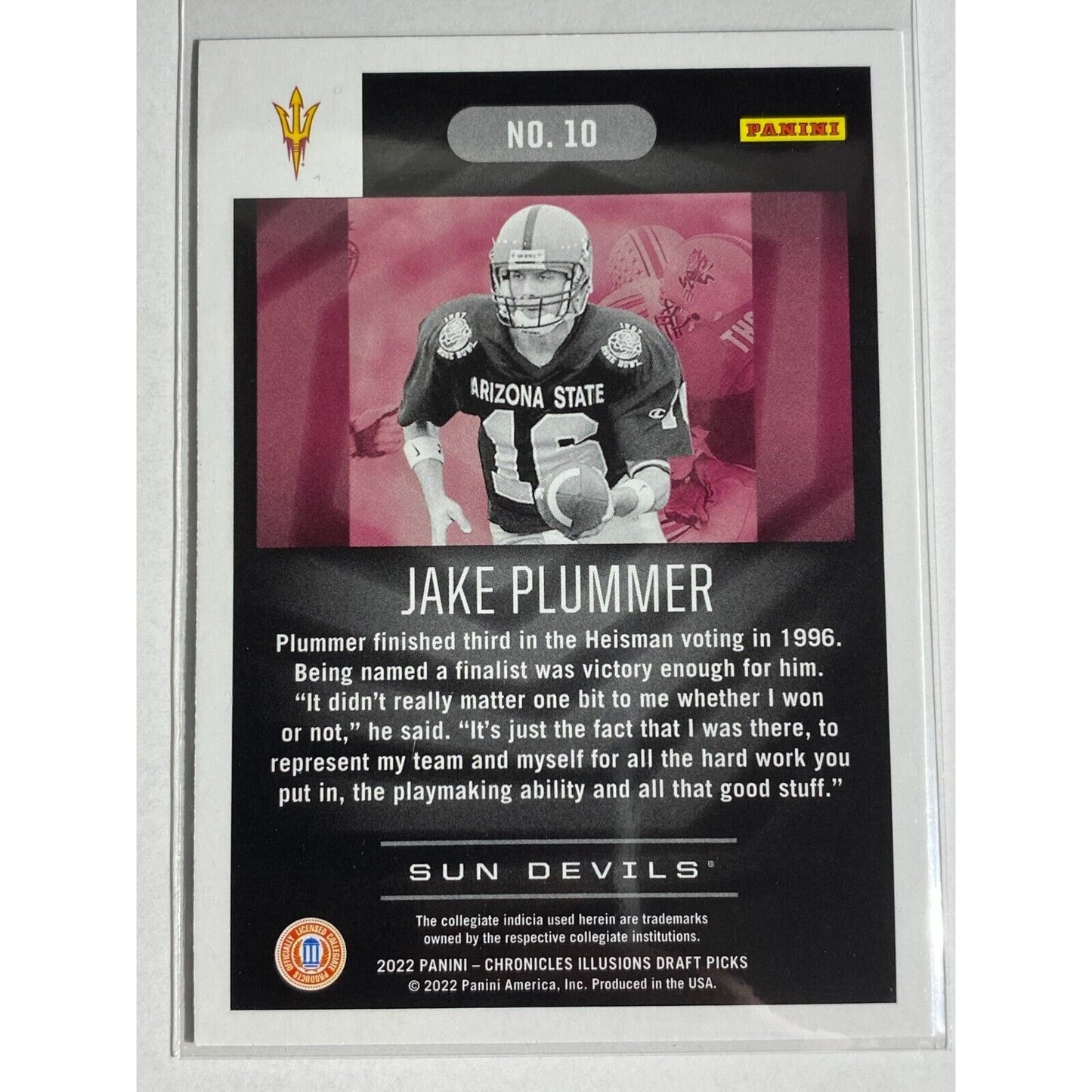 Jake Plummer 2022 Panini Illusions Draft Picks Arizona State Sun Devils