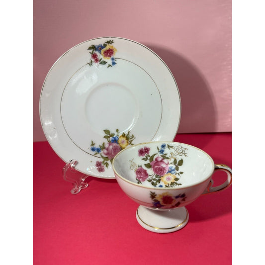 Floral Tea Cup & 4.5" Saucer Made in Occupied Japan