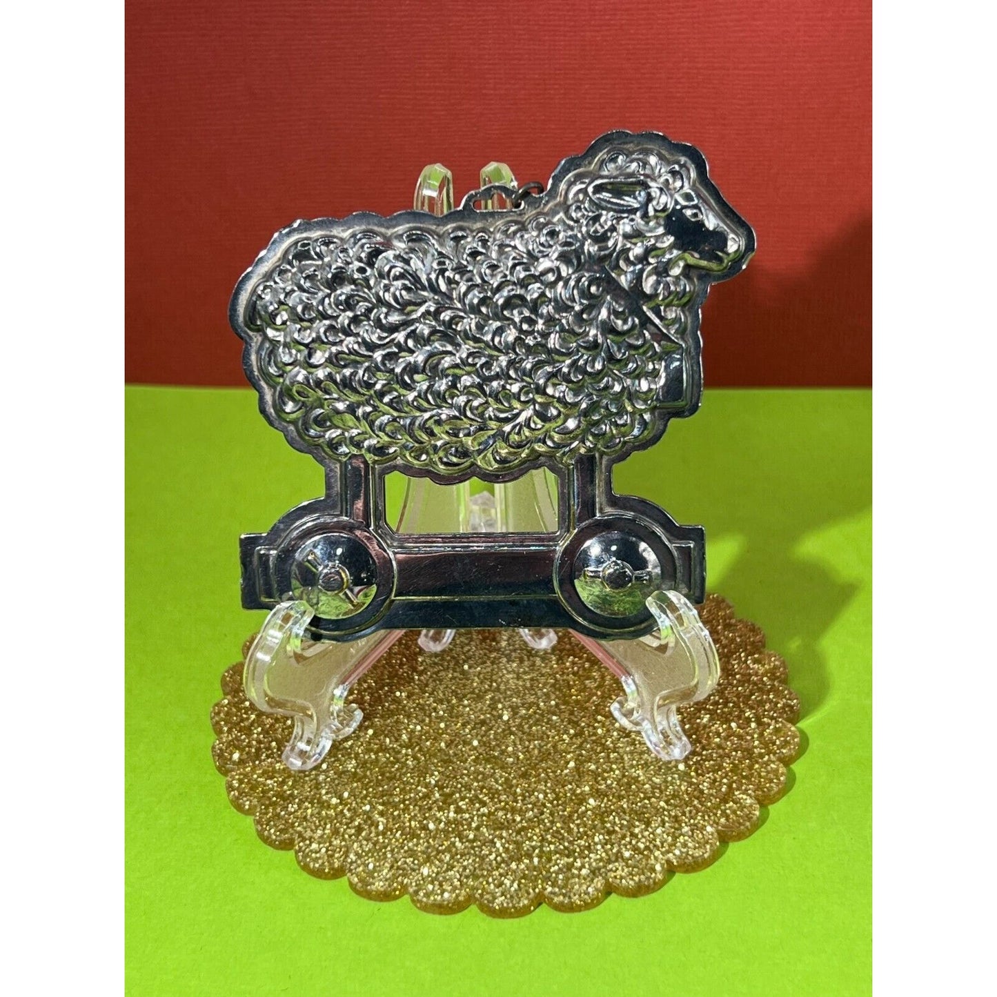 Vintage Kirk Stieff Silverplate Lamb Christmas Ornament 1988