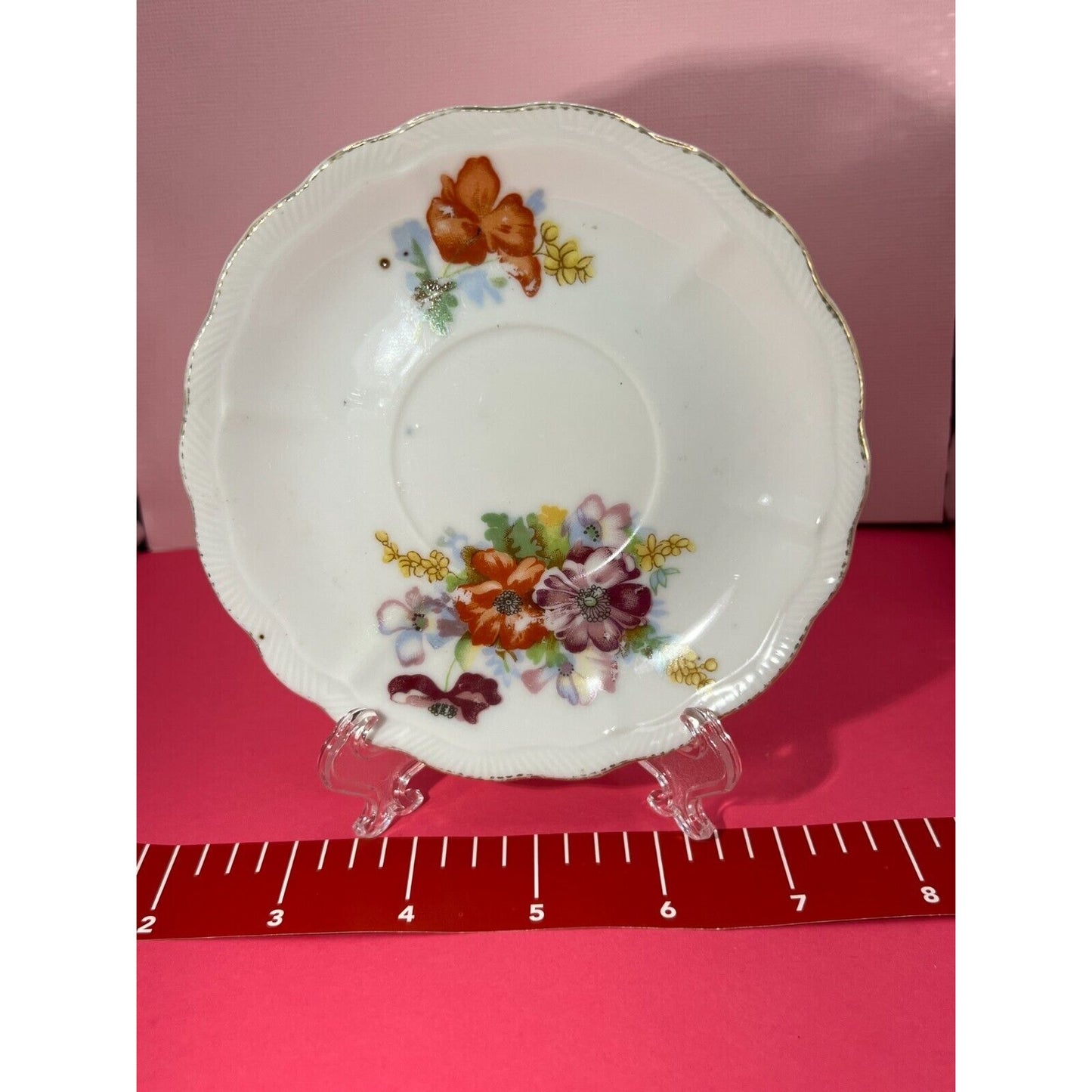 4 piece lot 3x 4.5" & 1 x 5.25" Floral Saucers / Plates Made in Occupied Japan