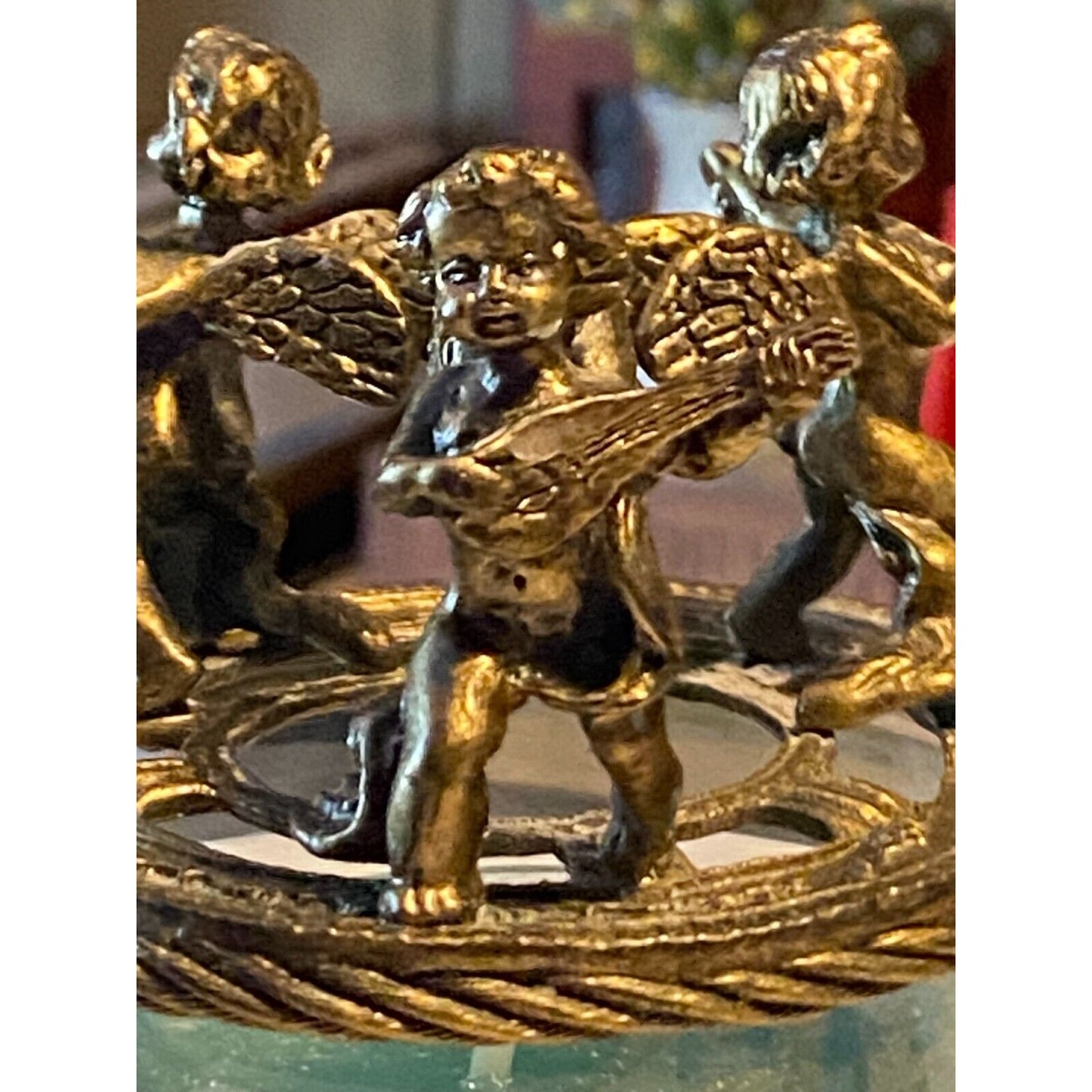 Angelic Metal Three Cherub Candle Topper (Candle not included)