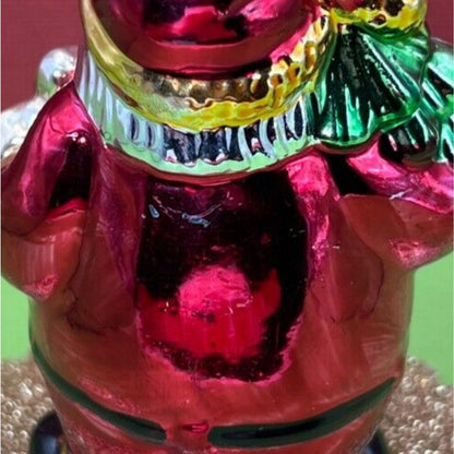 Santa With Tree & Teddy Bear Figurine Vintage Some Wear