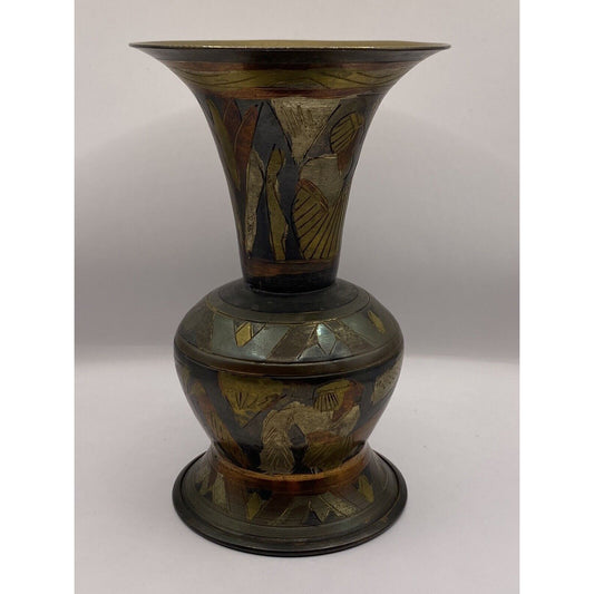 6" Multi Metal Vase with Egyptian Motif