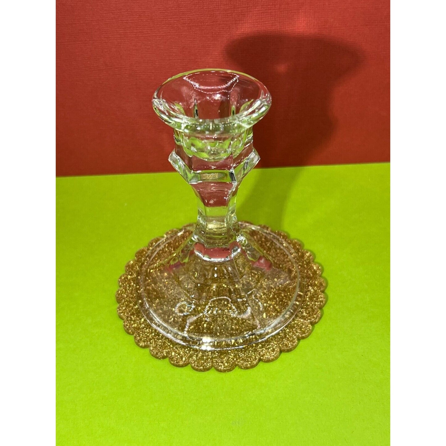 Vintage Clear Crystal Candle Stick Holder Glass 4"