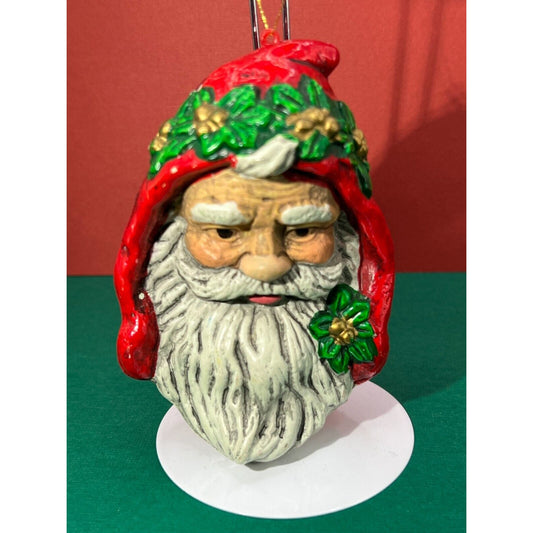 Victorian Santa Christmas Ornament - Santa Head Ornament 4.5" h