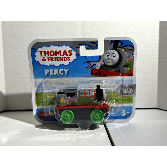 Thomas & Friends Toy Train, Percy Green Flames Diecast Metal Engine, Push-Along