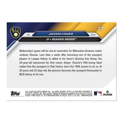 Jackson Chourio Milwaukee Brewers - 2024 MLB TOPPS NOW® Card 37 - PR: 7340