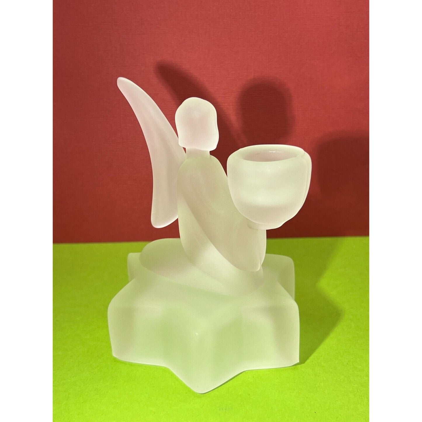 1980's Le Smith Frosted Glass Angels Pair of 2