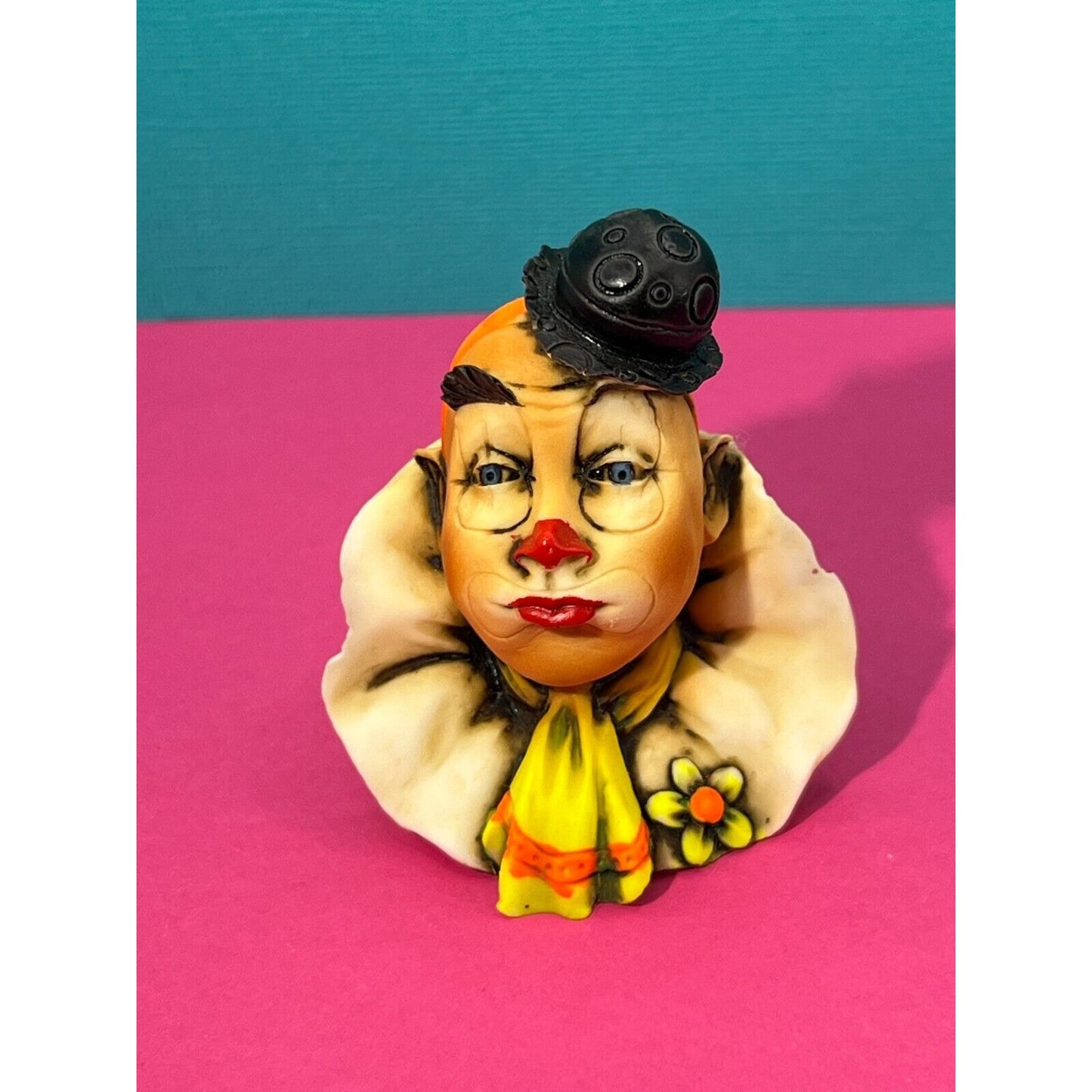 Two Vintage Artefice Ottanta Clowns Hand Painted 2½” Tall - MADE IN ITALY