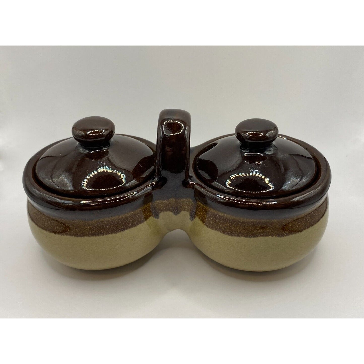 Vintage Jelly And Jam ServerWith Lids (No Spoons) Set Mini Crock Brown