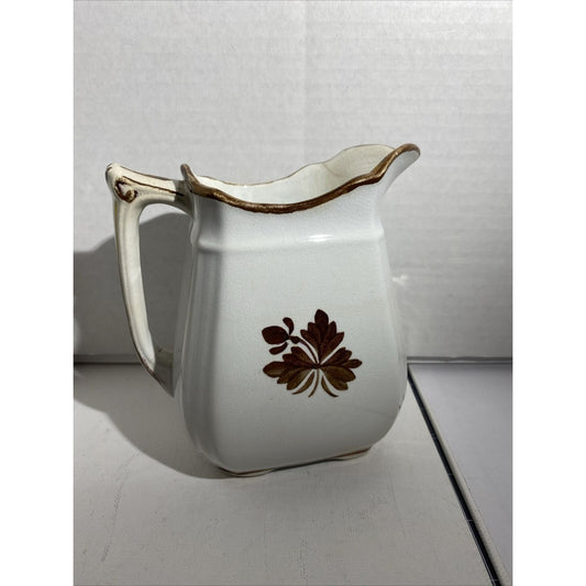 Vintage Alfred Meakin Royal Ironstone Tea Leaf Pattern Milk Pitcher Gold Trim