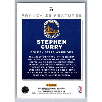 2022-23 Donruss #21 Stephen Curry Franchise Features Golden State Warriors