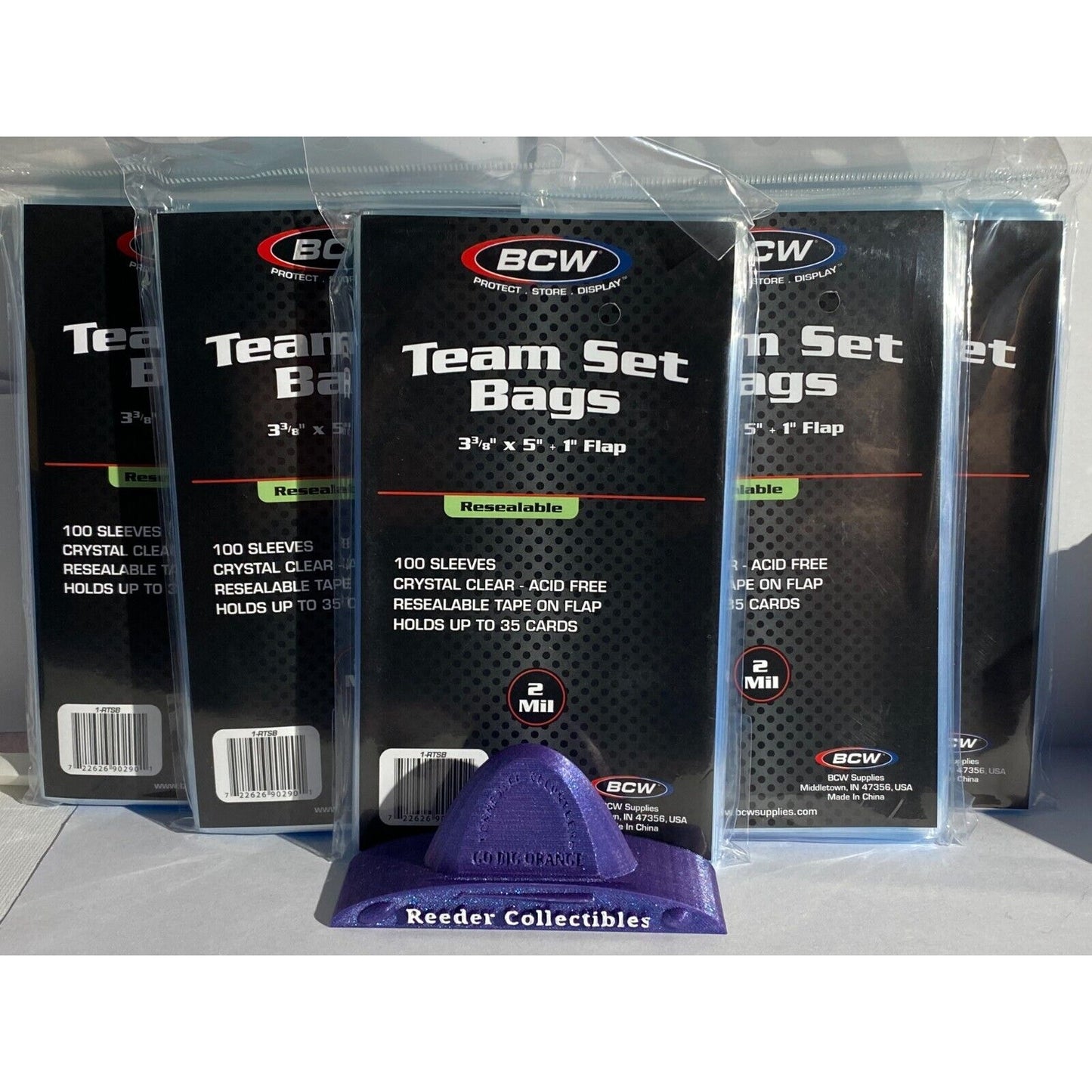 BCW Resealable Team Set Bags 5 Packs of 100 bags Holds Up to 35 Cards