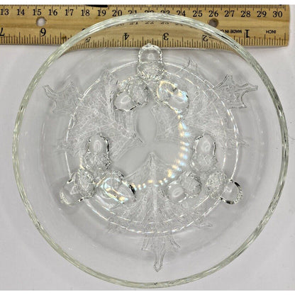 Leaves Acorns Design Glass Dish, Raised Acorn Feet, Age Unknown, pre-owned