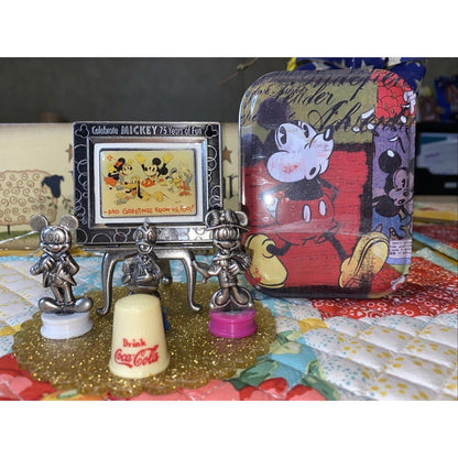 Mickey Minnie Mouse Donald Duck Pewter Coca Cola Thimble Sign