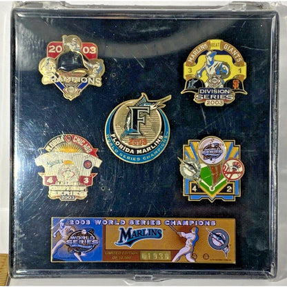 Marlins 2003 World Series Champions Pin Set Florida champs NY 5 Pins sealed