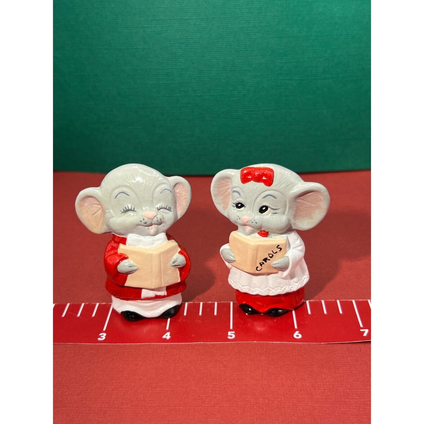 Church Mice Christmas Carolers Ceramic Vintage 2pc Set
