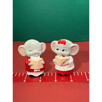Church Mice Christmas Carolers Ceramic Vintage 2pc Set