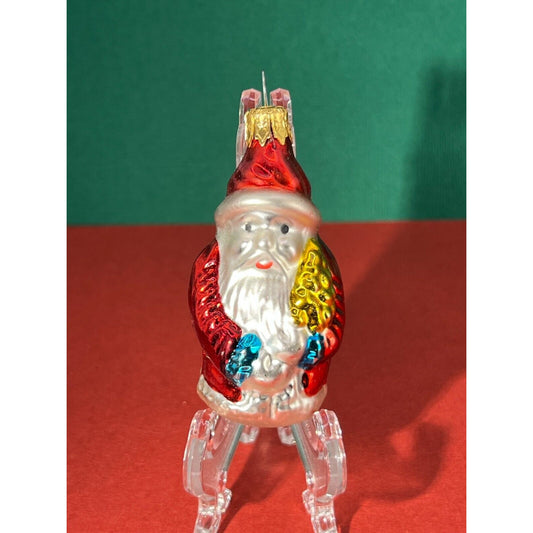 Vintage Santa Holding Tree Blown Glass Ornaments Lot Of 2 Columbia 3”