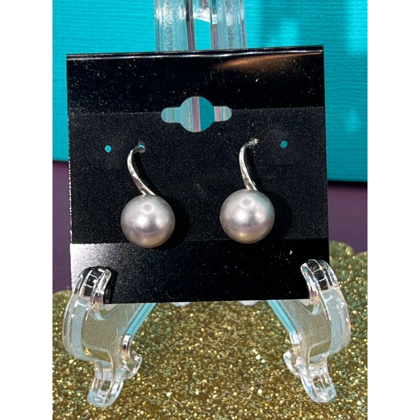 Silver Pearl Dangle Earring Set Estate Sale Jewelry